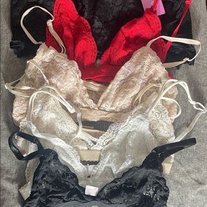 BUNDLE 6 Elegant Lace Bralette Set - Black, Red, White, Cream